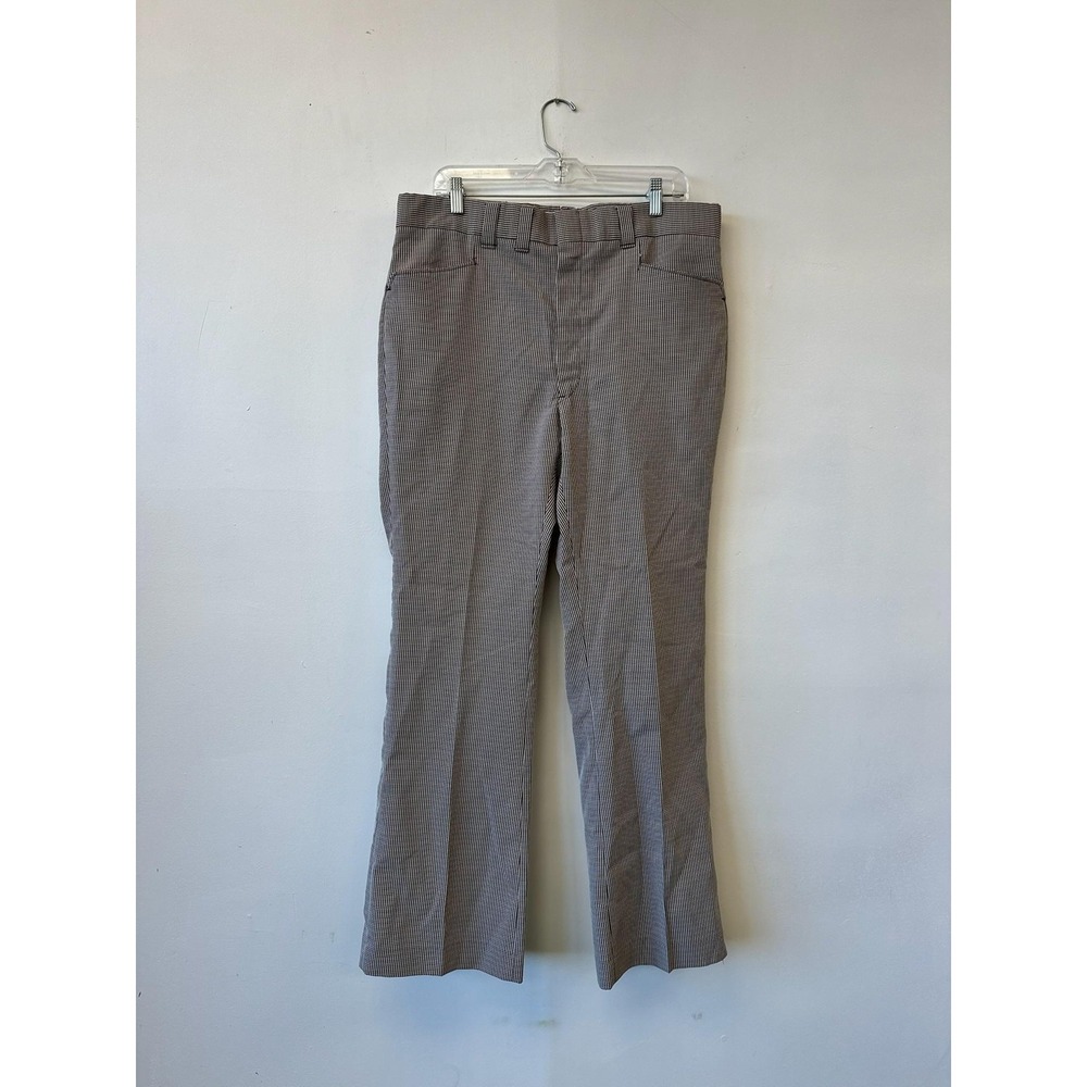Vintage JCPenney‎ Pants Mens 36x31 Brown White Micro Check Dress Slacks 70s